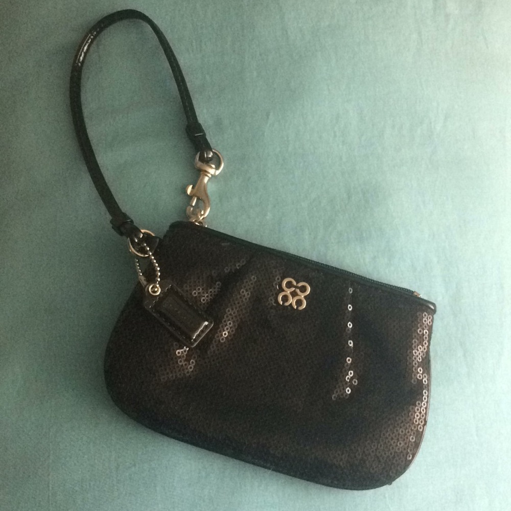 Coach Black Sequined Wristlet